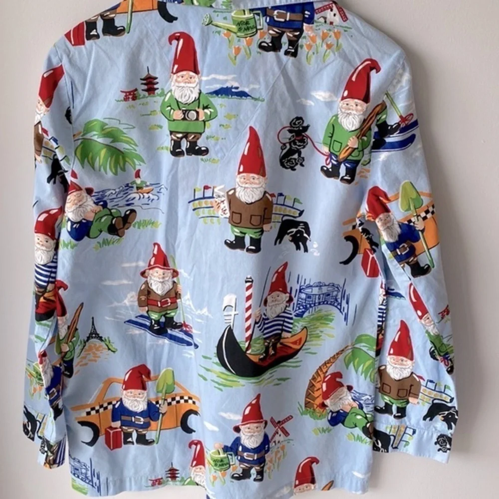 Nick & Nora Sleepware Pajama Top Gnome Medium - Picture 3 of 8